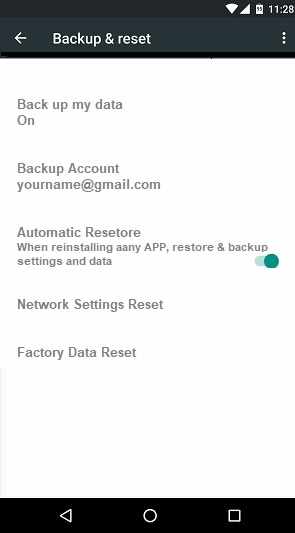 Backup and Reset